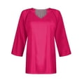 thumbnail image 3 of Womens Blouses Women's Summer Casual 3/4 Sleeve T-Shirt Solid V Neck Pullover Top, 3 of 4