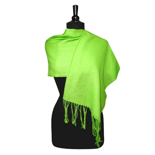 Biagio Biagio 100 Wool Pashmina Solid Scarf LIME GREEN Color Womens