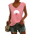 thumbnail image 2 of Gpoecd Camisoles à Col en V pour Femmes Mode Décontractée Coupe Ample à Rayures Sans Manches pour l'Été Usage Quotidien Camisoles pour Femmes Rouge_005,TTG, 2 of 4