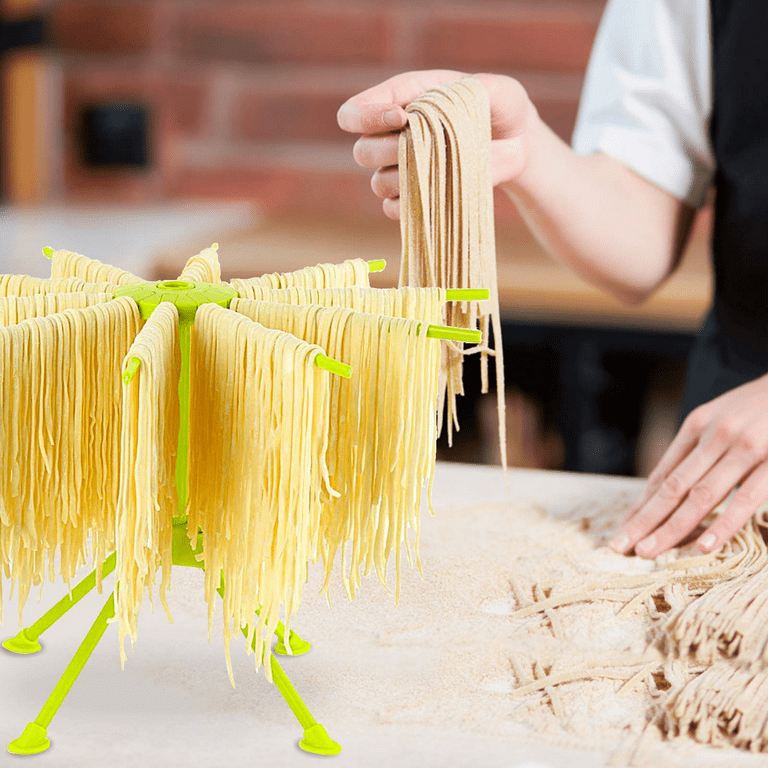 Foldable Pasta Drying Rack- Plastic Spaghetti Household Noodle Dryer with  10 Bar Handles