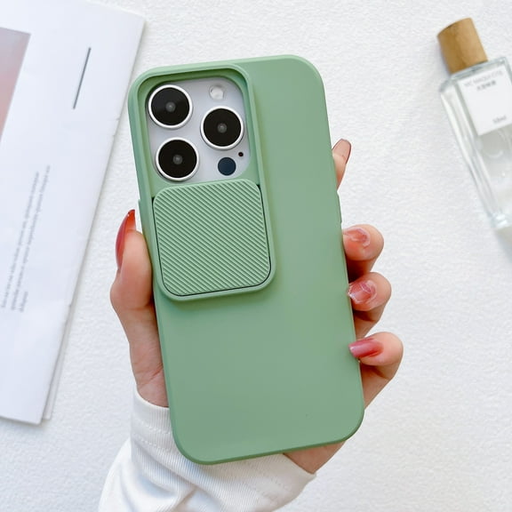 Slim Fit Case for iPhone 14 Pro, 2MM Camera Lens Sliding Design Sleek Candy Colors Protective Cover with Military Grade Soft Lining Silicone Skin-Friendly Shockproof Anti-Scratches Case,Darkgreen
