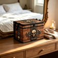 thumbnail image 2 of 1Pc Halloween Storage Bin, Skull Treasure Chest Print Zipper Lid, Decorative Storage Basket for Shelves, Car Trunk, Home Decor Gift, 2 of 6