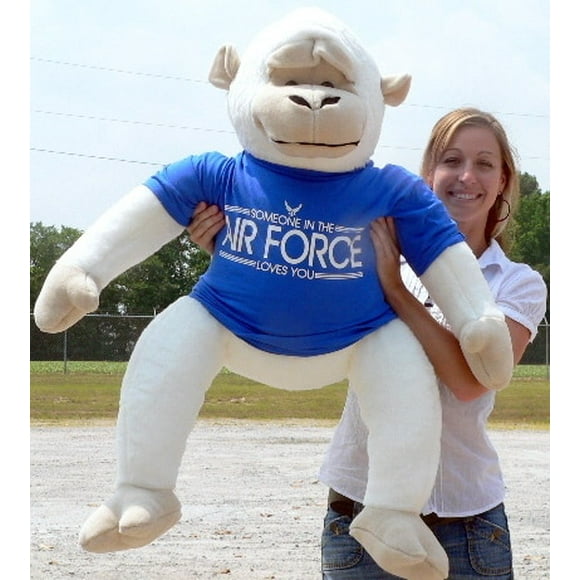 American Made U.S. Air Force Giant Stuffed White Gorilla Monkey Wears Removable T-Shirt SOMEONE IN THE AIR FORCE LOVES YOU
