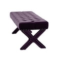 thumbnail image 5 of Kari Plum Velvet Bench - Button Tufted, Silver Nailhead Trim, X-Legs, 5 of 7