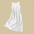 thumbnail image 5 of Fartey Cotton Linen Tank Dresses for Women 2025 Casual Summer Sleeveless Dress Loose Fit Crew Neck Pleated Dresses with Drawstring Solid Color Beach Sundress White M-2XL, 5 of 6