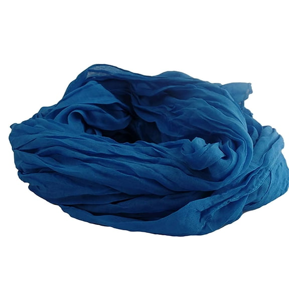 Womens Wrinkle Free Blue Scarf and Shawl, Ready to Wear