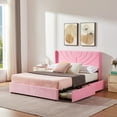 thumbnail image 5 of VECELO Queen Size Bed Frame with 4 Storage Drawers and Headboard, Upholstered Platform Storage Bed, Wooden Slats Support, No Box Spring Needed, Pink, 5 of 9