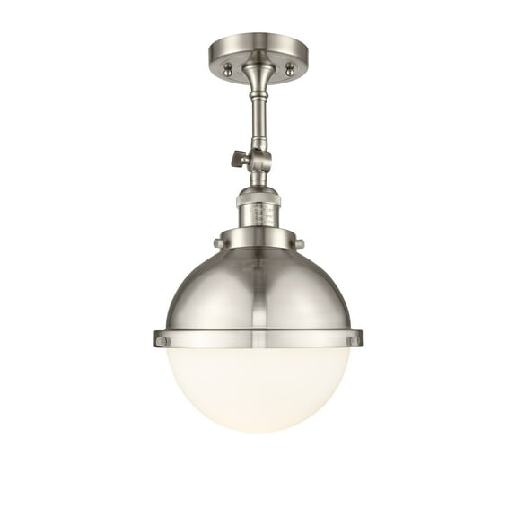 Innovations Lighting  Franklin Restoration Hampden - 1 Light 9" Semi-Flush Mount Matte White/Brushed Satin Nickel