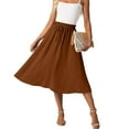 thumbnail image 7 of cocolona Womens Skirts for Women Summer Elastic Waist Flowy A Line Midi Skirts Fashion Casual Loose Beach Vacation Skirts with Pockets Brown L, 7 of 7