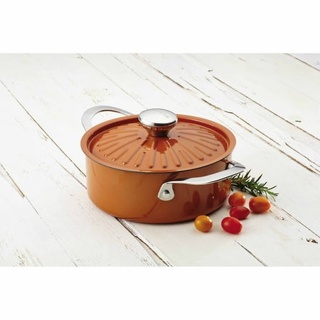 Quartz Pumpkin - Rachael Ray Cucina Oven-To-Table Hard Enamel Nonstick 2.5-Qt Covered Round Casserole