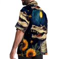 thumbnail image 3 of Crocodile Starry Sky Sunflower Men's Short Sleeve Poplin Shirt - Casual Printed Button Down Short Summer Beach Shirts Unisex940, 3 of 6
