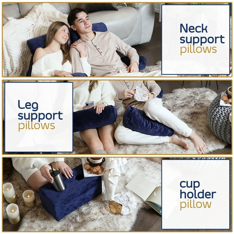 Backrest Pillows, Plush Backrests, Reading Rest Pillow Bed, Lounge Cushion  Back Support for Arm Back, T-Shape Lumbar Pillows with Arms for Bed Rest,  Sitting in Bed 