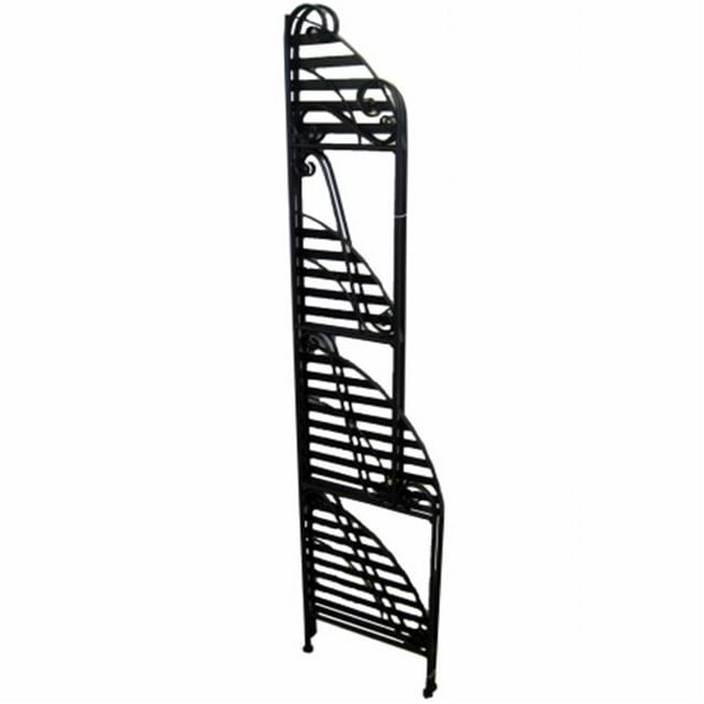 Pangaea Home & Garden BT-FL007-K Folding Corner Bakers Rack Four Shelves - Black