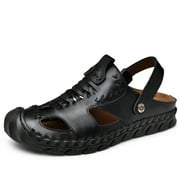 Lopsie Men's cushionaire sandals lightweight adjustable open Toe outdoor slip on sandals keen sandals men Black