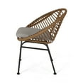 thumbnail image 4 of Outdoor Accent Chair Set of 2- Beige- Basket Brown Faux Rattan- Black, 4 of 5