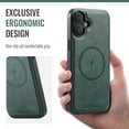 thumbnail image 5 of Compatible with iPhone 17 Magnetic Case, Classic Premium PU Leather TPU Hybrid MagSafe Ultra Slim Protective Skin Friendly Shockproof Case Cover for iPhone 17, Green, 5 of 5