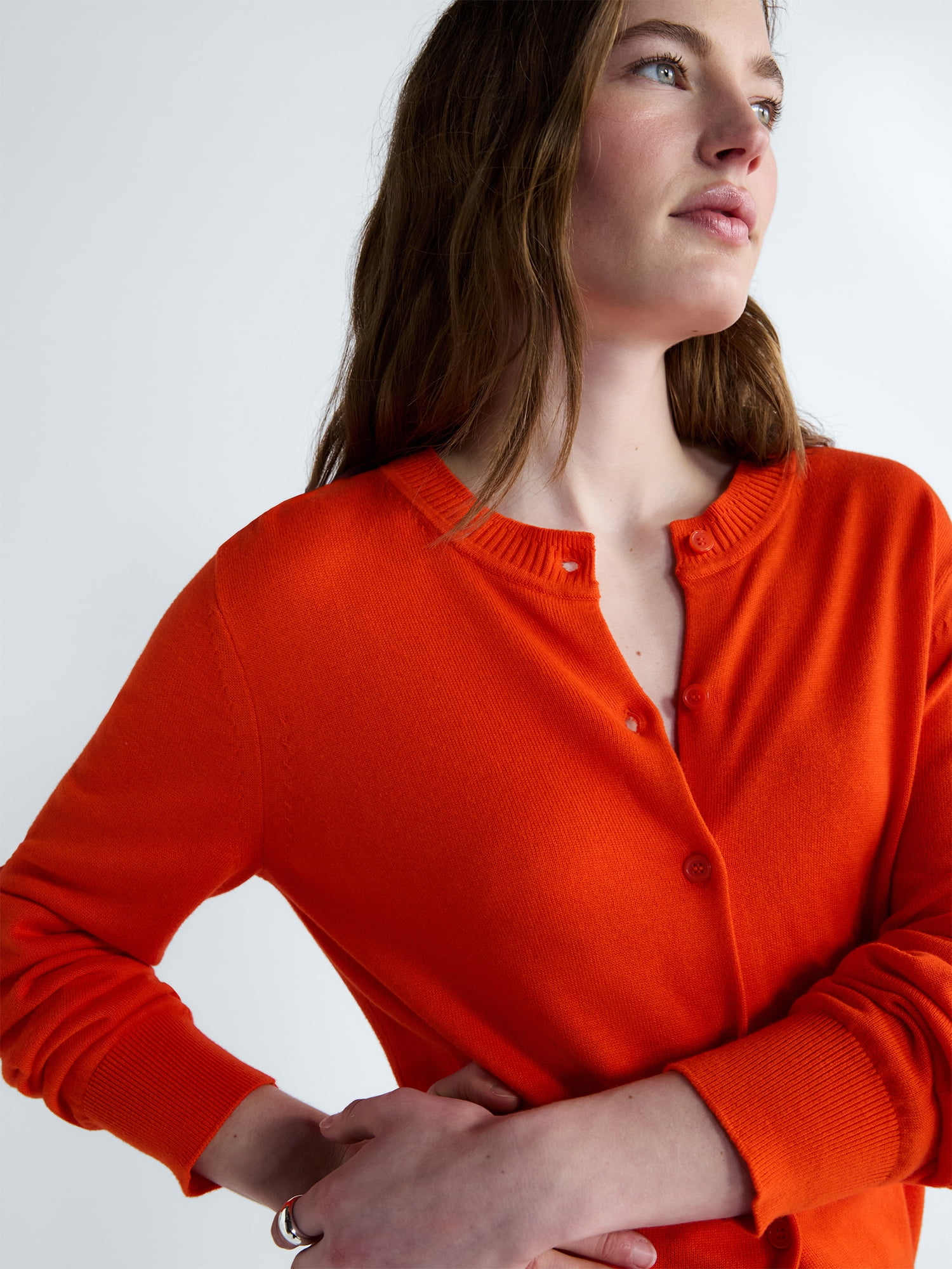 Free Assembly Women's Classic Cardigan Sweater with Long Sleeves, Lightweight, Sizes XS-4X