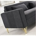thumbnail image 3 of 85.8” 3-Seater Velvet Living Room Sofa – Classic Modern Style, Plush Comfort, Easy to Maintain | Black | Velvet | Square Arms, 3 of 17
