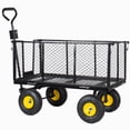 thumbnail image 6 of 4-in-1 Oversized Steel Dump Garden Cart, 880lbs All-Terrain Cart with Removable Liner & Panels for Outdoor Lawn, Patio & Landscaping, Black, 6 of 10