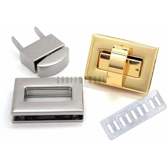 CRAFTME STUDIO Gold 1-1/4" Twist Lock Purse Closure (1pc) – Turn Lock Clasp for Bag, Handbag & DIY Craft Hardware (VT140)