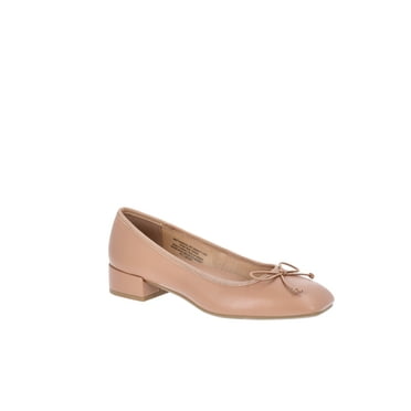 Time and Tru Women's String Bow Block Heel Ballet Shoes, Wide Width Available