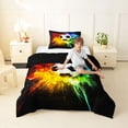 thumbnail image 2 of Castle Fairy Sport Soccer Twin Comforter Sets 2pcs, Rainbow Splatter Pattern Bedding Set, Black Red Green,Black Reversible,1 Comforter and 1 Pillowcase, 2 of 6