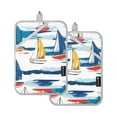 thumbnail image 7 of Yayeee Pot Holders Kitchen Heat Resistant with Pocket 7"x9.8" Cotton Oven Cooking Hot Pads, Dark Blue Hand Drawn Sailboats, 7 of 7
