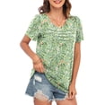 thumbnail image 4 of WUJINXIA Women's Blouses Summer Short Sleeve Shirts Casual Pleated Floral Tops, 4 of 7