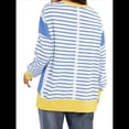 thumbnail image 4 of Sudadera Informal de Larga con Cuello Redondo y Rayas de Color Block para Mujer. Azul M, 4 of 5