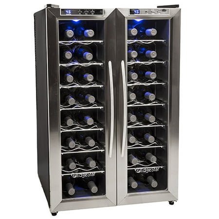 EdgeStar 32 Bottle Dual Zone Wine Cooler w/ French (Best Rated French Door Refrigerator)