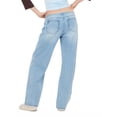 thumbnail image 4 of Forever 21 Women's Blue Y2K Wide-Leg Denim, Minimal Tie Waist Detail for Everyday Casual Wear, Size 2, 4 of 6