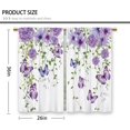 thumbnail image 2 of Purple Floral Butterfly Kitchen Curtains Rustic Flowwer Small Short Cafe Window Curtains Farmhouse Spring Farmhouse Rod Pocket Bathroom Window Drapes Treatment Tier Curtains(26x36 Inch), 2 of 6