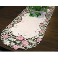 thumbnail image 2 of BANBERRY DESIGNS Brodé - Fleurs Roses - Chemin de Table - Env. 14 par 34 Pouces, 2 of 3