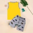 thumbnail image 5 of eczipvz Toddler Shorts Boys 3t Toddler Baby Boy Clothes Shorts Set Dinosaur Print Shirt Short Sleeve Top Solid Shorts Summer Outfit(Yellow,18-24 Months), 5 of 6