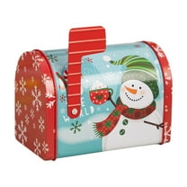geerera Christmas Mailbox Tin Box, Decorative Holiday Mail Collector, Vintage Style Mailbox, for Gift Presentation, Themed Displays, Festive Collections