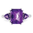 thumbnail image 5 of Sterling Silver Rhodium-plated Checker-Cut Amethyst Ring, 5 of 6