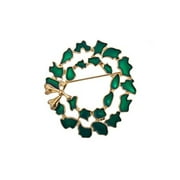 Lux Accessories Holiday Christmas Xmas Green Goldtone Wreath Brooch Pin