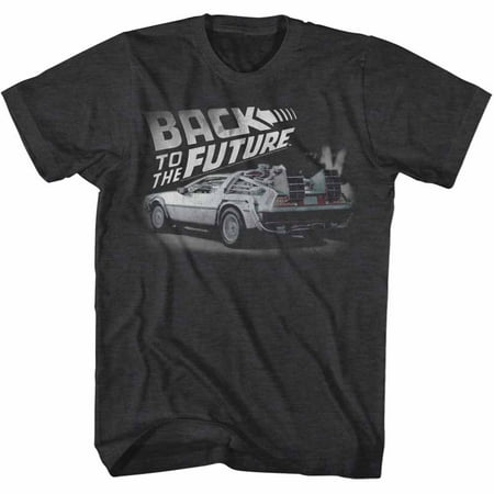 Back To The Future Movie Faded Bttf Black Heather Adult T-Shirt Tee ...