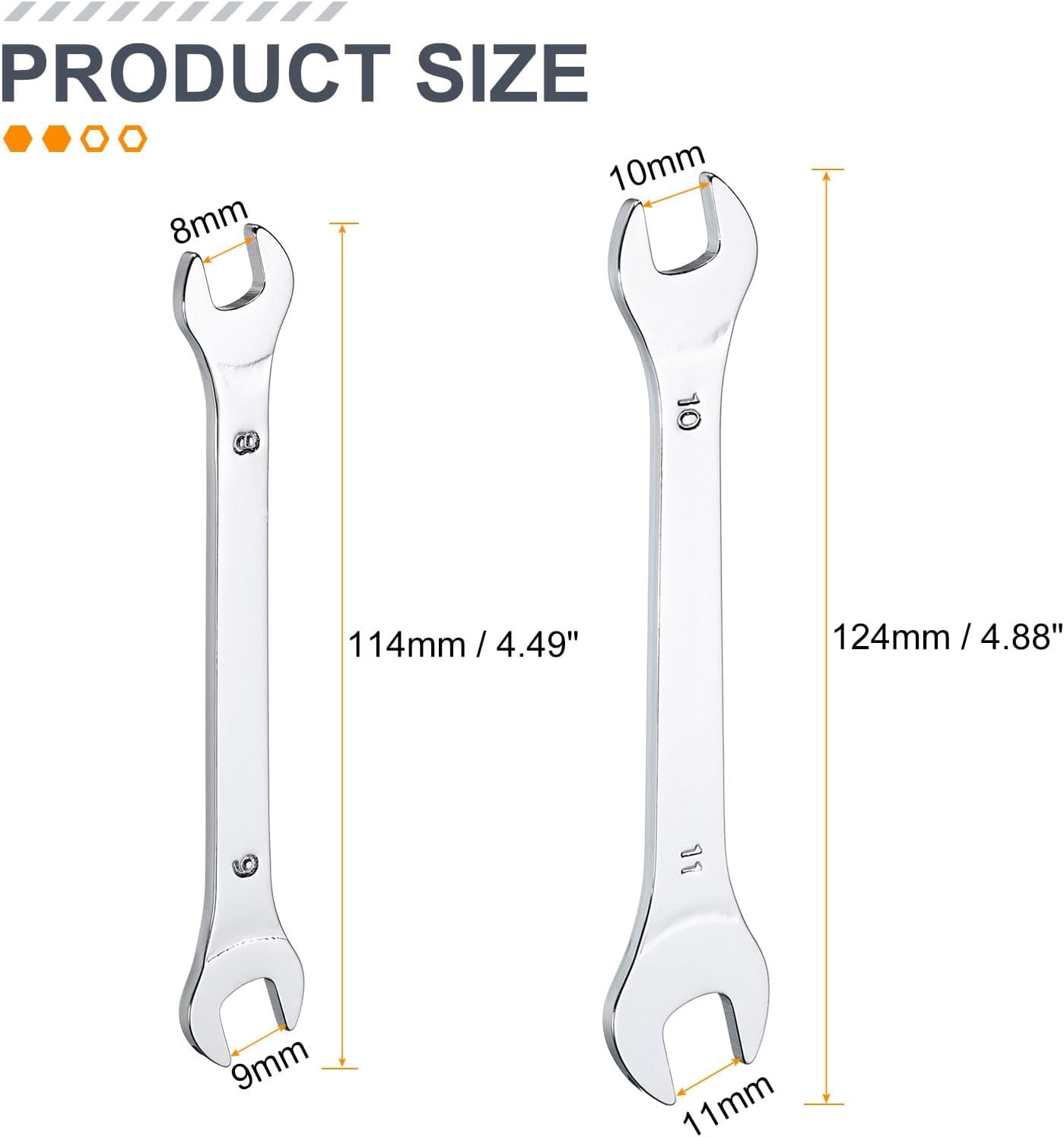 MKEUDQ-2pcs Double Open End Thin Wrench Set 6×7/8×9mm Metric Super Thin Small Flat Head Wrench Mirror Polished Open Ended Spanner for Automotive Repair Furniture Assembly