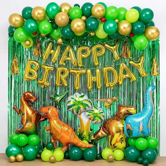 Green Jungle Party Balloons Dinosaur Birthday Party Supplies Happy Birthday Decorations for Boy