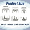 thumbnail image 2 of 240Pcs 3 Styles Brass Four-Claw Rivets for Beading Craft Decorations Half Round Platinum 6~10x5~7mm 80pcs/style, 2 of 6