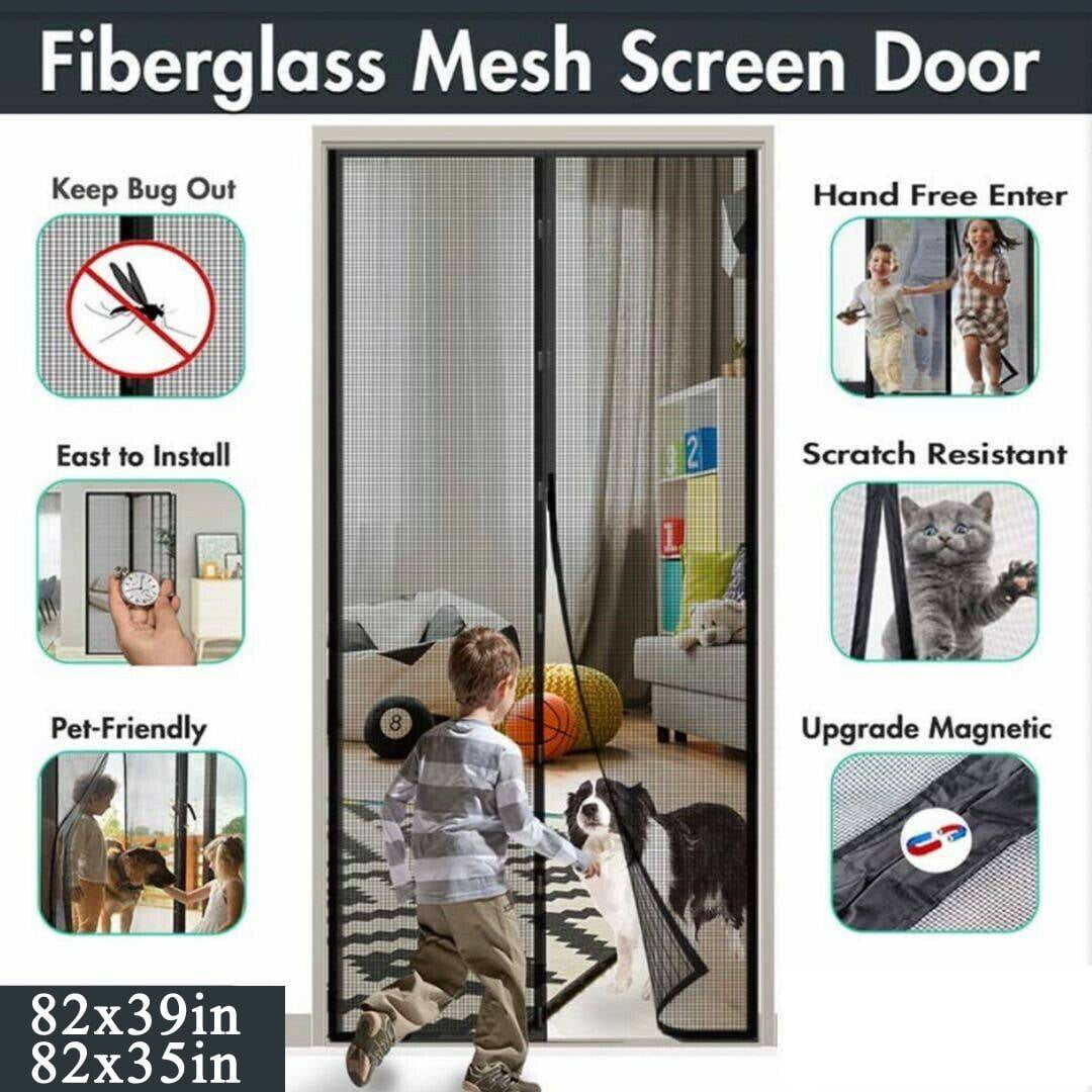 Magnetic Screen Door with Heavy Duty Strong Magnets and Mesh Curtain Transparent 