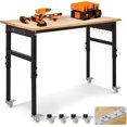 thumbnail image 1 of Établi Réglable de 60 Po avec Prises Électriques et Roues, Capacité de 2000 Lb, Table de Travail de Garage Robuste avec Panneau Perforé et Dessus en Bois de Caoutchouc, 1 of 9