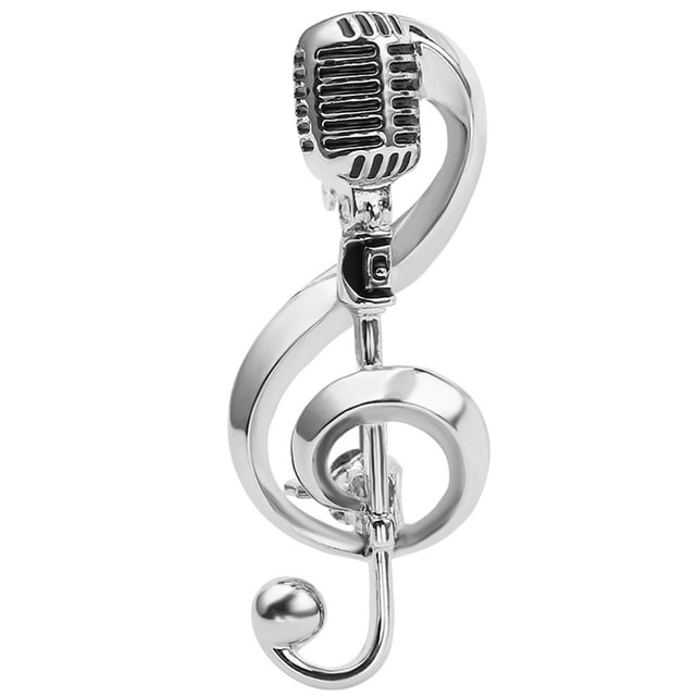 SHISUYAN Broche Microphone Broche Note de Musique Broche Étiquette de Mode Cadeau Musical pour Femmes