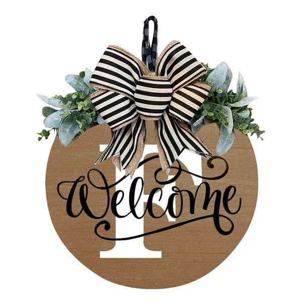 Corona personalizada de 30x30cm Apellido para la puerta principal durante todo el año | Placa decorativa personalizada para colgar | Signo de letra monograma | Decoración mural interior exterior