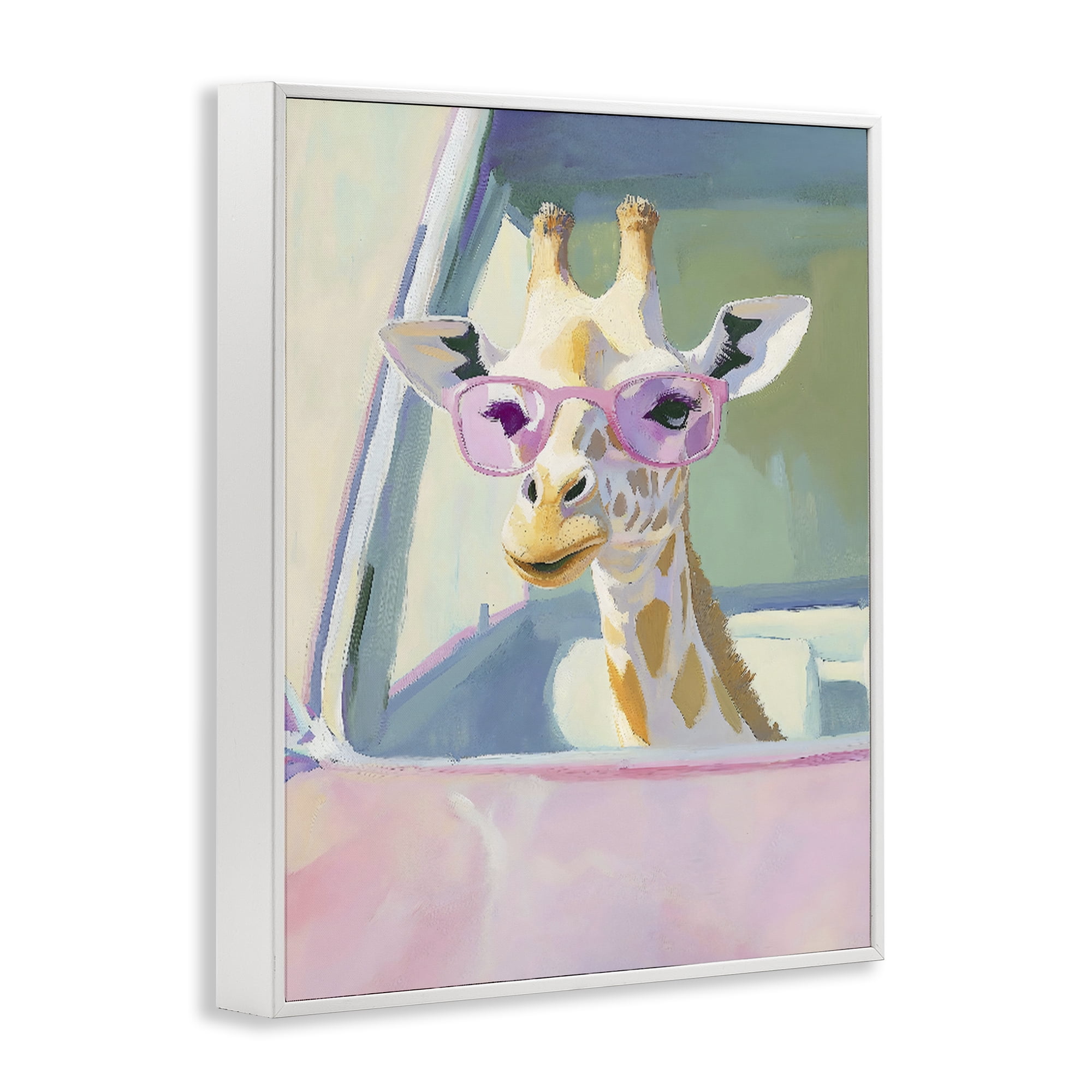 Stupell Industries Giraffe Car Ride White Framed Giclee Art, design by The Prints Vibe