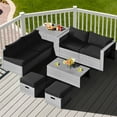 thumbnail image 5 of Gymax Fashion 8PCS Rattan Patio Space-Saving Furniture Set w/ Waterproof Cover & Black Cushions, 5 of 6
