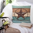 thumbnail image 3 of Texas Star Rustic 26x26 Pillow Covers Set of 2, Western Teal Brown Ombre Wooden Vintage Throw Pillow Covers Decorative Couch Cushion Case, Microfiber Square Pillowcases for Bedroom Car Living Room, 3 of 7
