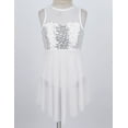 thumbnail image 6 of Sxiwei Kids Girls Sleeveless Shiny Sequins Lyrical Dance Dress High Low Ballet Dress Ballerina White 10, 6 of 7