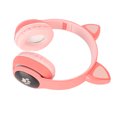 thumbnail image 2 of Auriculares para juegos con orejas de gato y Bluetooth, compatibles con tarjetas de memoria pequeñas, modo LINEIN, con micrófono LED, color rosa, 2 of 14